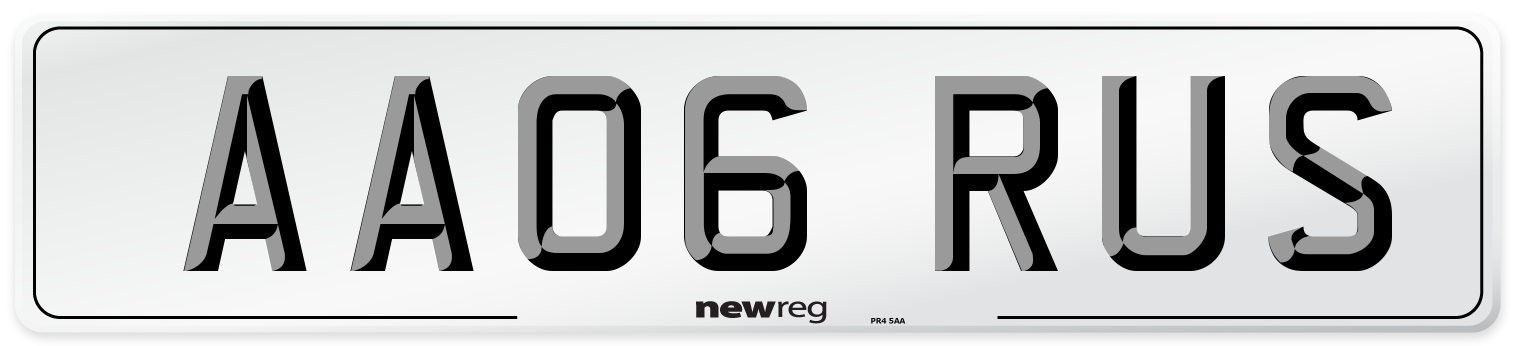 AA06 RUS Number Plate from New Reg